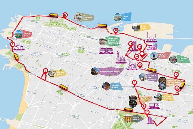 City Sightseeing Beirut Hop-On Hop-Off Bus Tour - The western districts and Raouche Rock